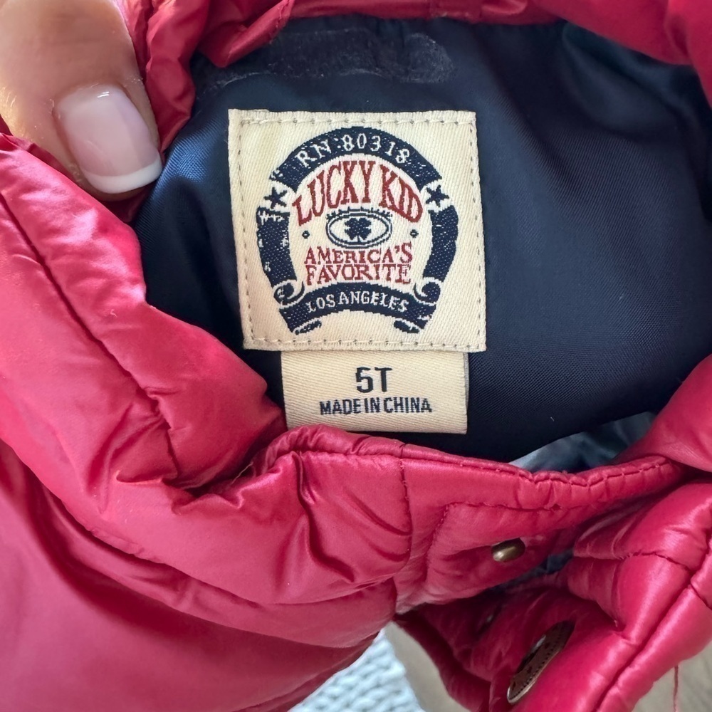 Lucky Kid Red Puffer Vest 5T Quilted Winter Layer
. C - Picture 3 of 6